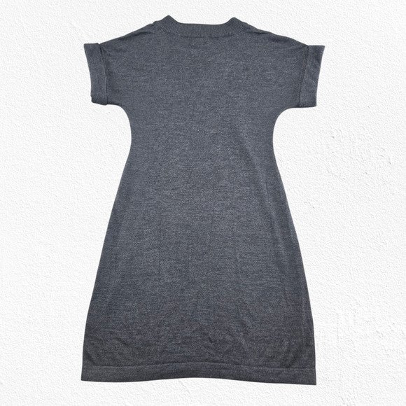 Calvin Klein Gray Merino Wool Blend Sweater Dress Short Sleeve V-Neck Medium - Picture 11 of 11